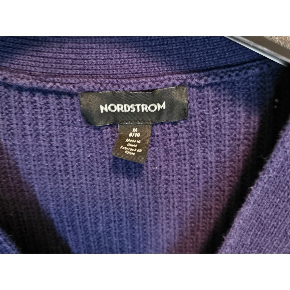 Nordstrom Purple Shaker Stitch V-Neck Button Front Cardigan Sweater Size M 8/10